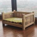 Washable Wood Rattan Cat Bed With Four Legs